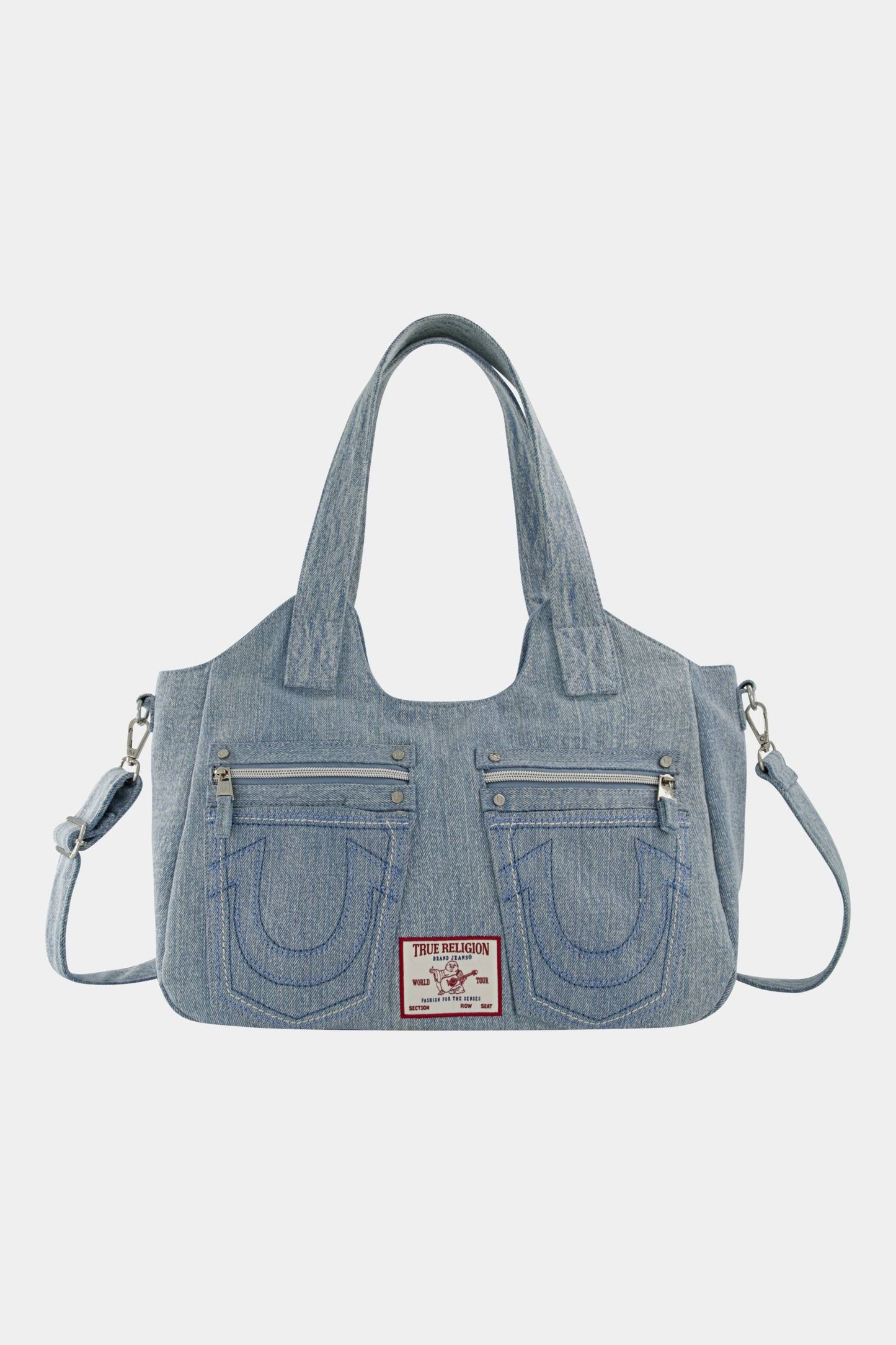 True Religion Horseshoe Stitch Denim Satchel - Blue - One Size