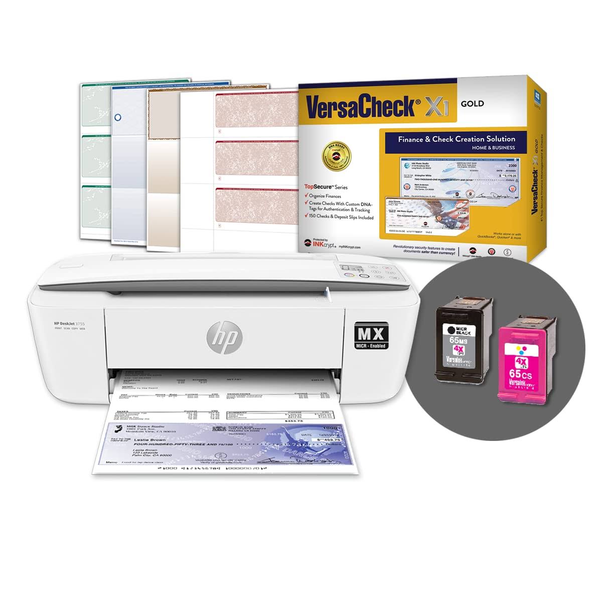 Versacheck Hp Deskjet 3755 Mxe Micr All-In-One Check Printer And Versacheck X1 Gold Check Printing Software Bundle (3755mx)