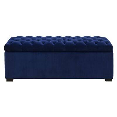 Alcott Hill Mabel Upholstered Shoe Storage Bench Upholstery: Navy Blue