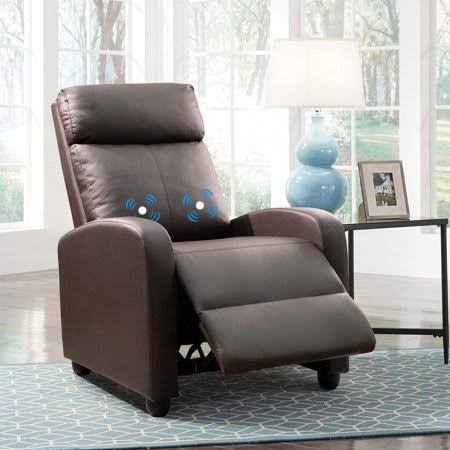 Walnew Home Theater Recliner With Padded Seat And Backrest, Brown Faux Leather