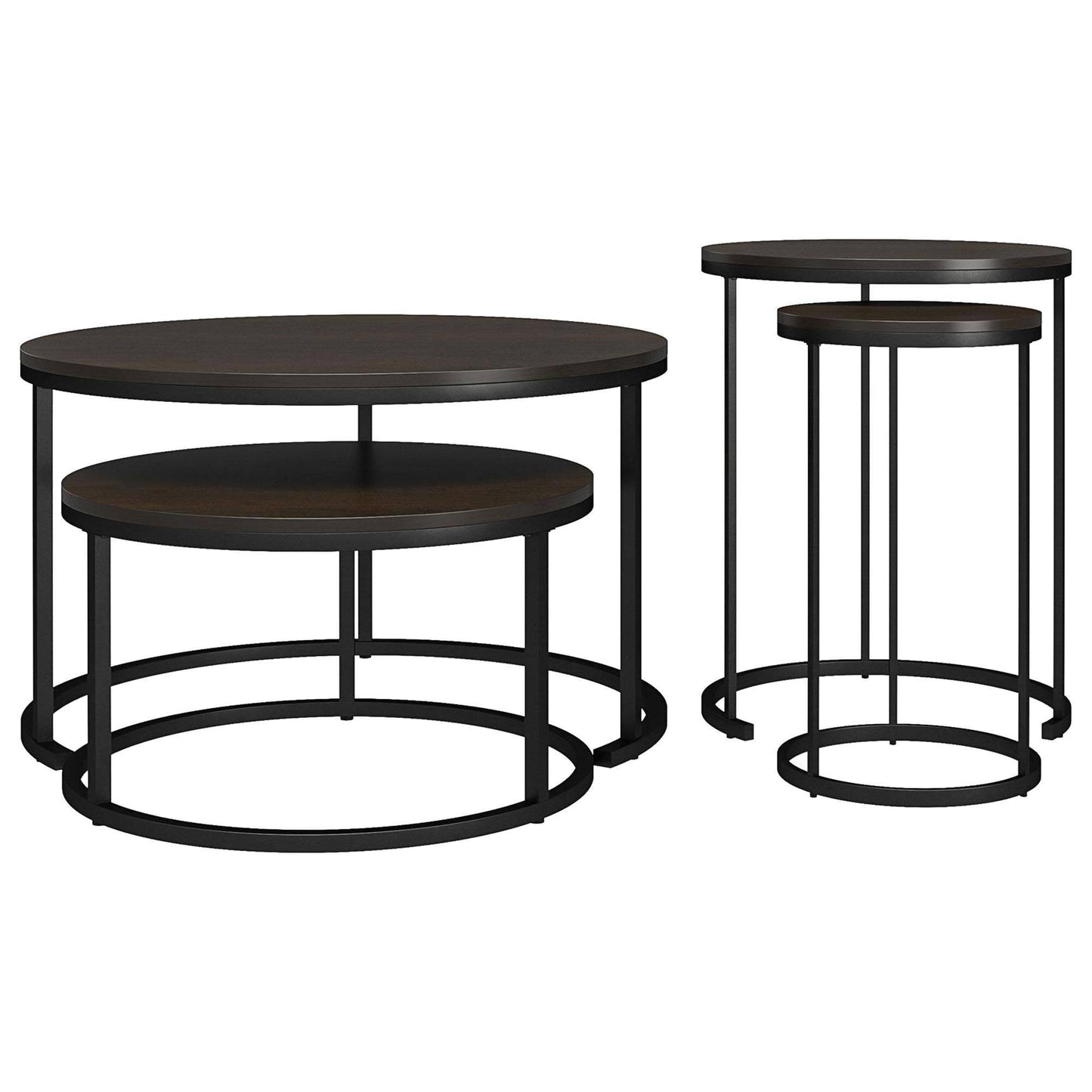 Ameriwood Home Camdale 4-Piece Nesting Coffee And End Table Bundle, Espresso