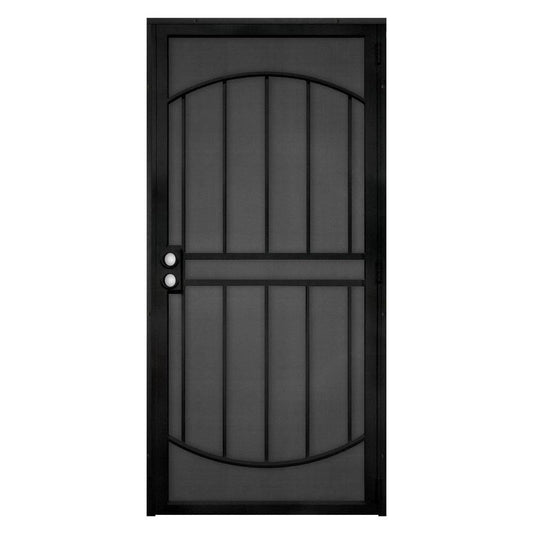 Unique Home Designs 32 In. X 80 In. Arcada Navajo White Surface Mount Outswing Steel Security Door With Expanded Metal Screen