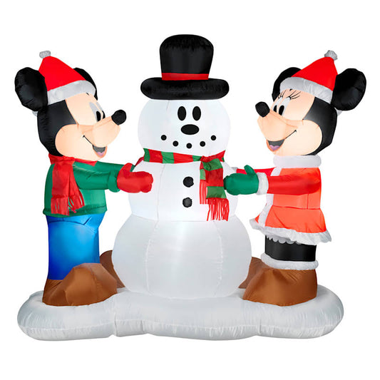 At Home Inflatable 5 Mickey & Minnie With Snowman